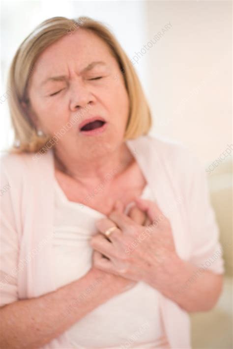 Woman With Chest Pain Stock Image F018 4845 Science Photo Library