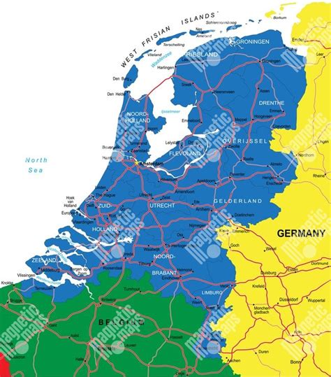Magnetick Mapa Holandska Administrat Vna Modr