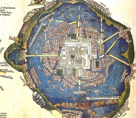 The Map Of Tenochtitlan Published Along With A Latin Version Of Hern N