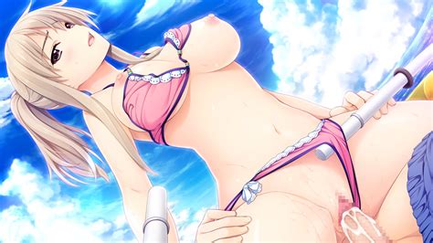Akatsuki Works Bikini Blush Breasts Censored Clouds Cum