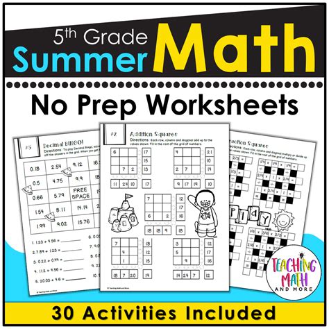 Summer Math Packet Rising Th Grade By Treetop Creations Tpt Th