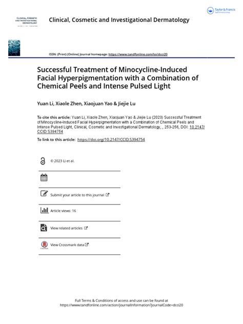 Successful Treatment Of Minocycline Induced Facial Hyperpigmentation