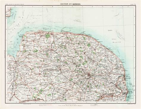 An Old Map Of Part Of Norfolk From Holkham Bay To Lowestoft In 1900 As