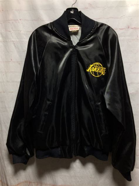 Very rare and unique los angeles lakers bomber jacket. LOS ANGELES LAKERS SATIN ACETATE ZIP UP BOMBER JACKET ...