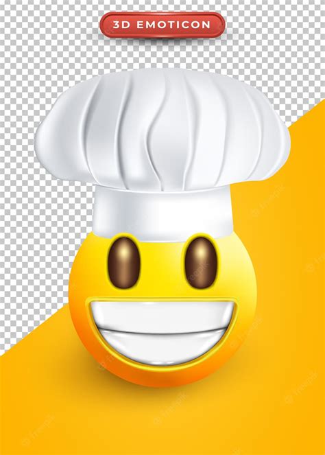 Premium Vector 3d Emoji With Chef Hat And Smiling Expression