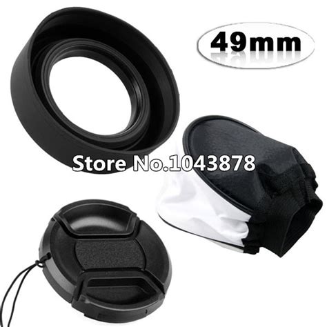 3in 1 49mm Lens Cap 49mm 3 Stage Collapsible Rubber Lens Hood Flash