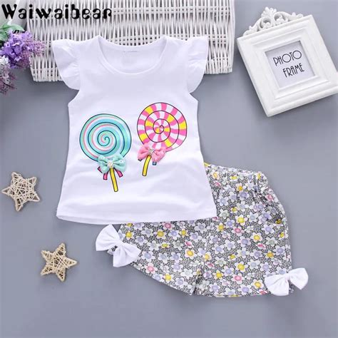 Waiwaibear Summer Newborn Infant Baby Girls Sets Baby Cotton T Shirt