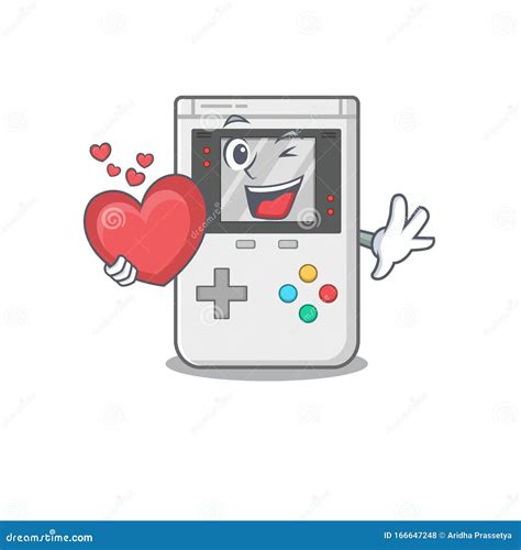 Funny Face Handheld Game Scroll Cartoon Character With Heart Stock