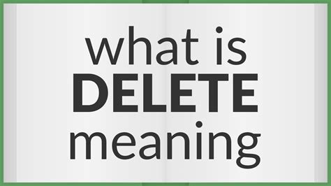 Delete Meaning Of Delete Youtube