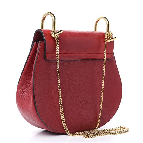 Chloe Grained Calfskin Lambskin Small Drew Crossbody Red 500089