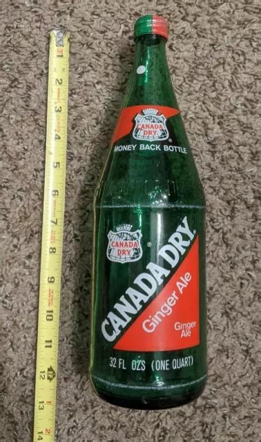 Vintage Canada Dry Ginger Ale Green Glass Soda Bottle 32 Oz Original 9