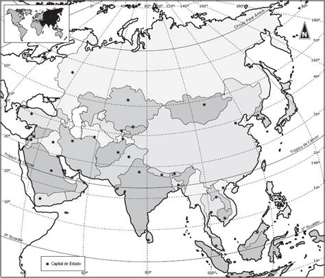 Mapa Mudo De Asia Paises Y Capitales