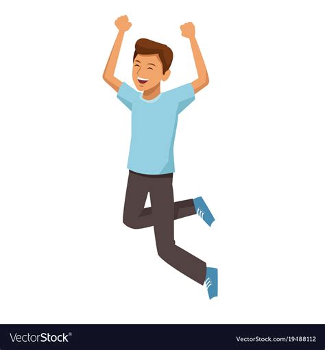 Man Happy Jumping Cartoon Royalty Free Vector Image