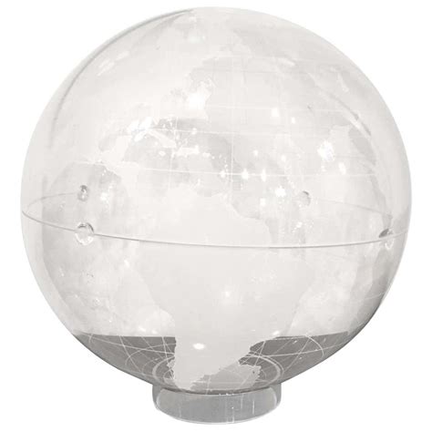 Clear Background Frosted Continents Lucite World Globe On Circular