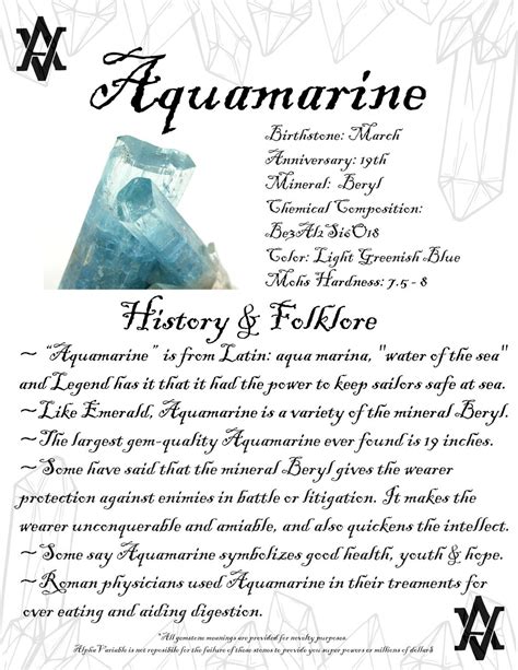 Aquamarine Meaning Aquamarine History And Folklore Aquamarine Legend