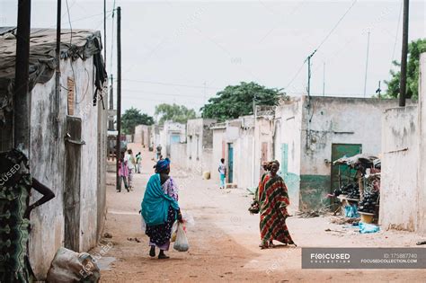Goree Senegal December 6 2017 African People Walking On Poor Street