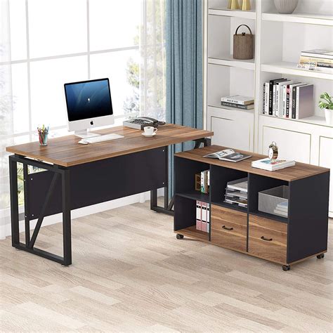 Little Tree L Shaped Computer Desk 55 Inches Executive Desk With