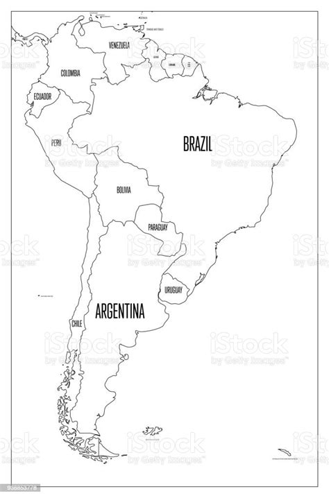 Mappa Politica Del Sud America Mappa Del Contorno Vettoriale Piatto