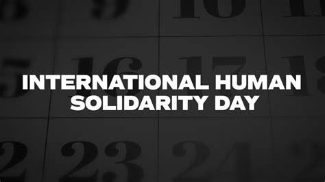 International Human Solidarity Day List Of National Days