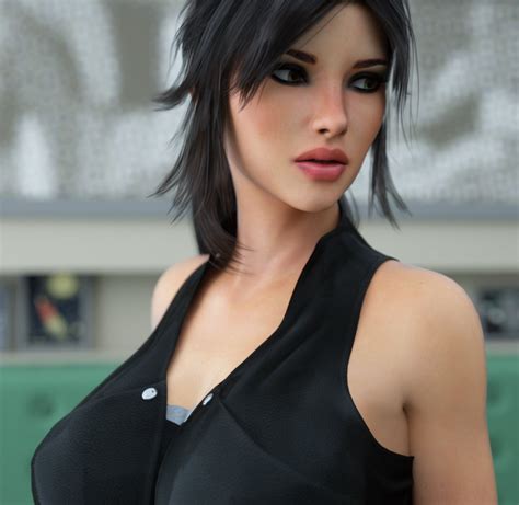 rule 34 1girls 3d 3d model big breasts black hair caroline milfy city female female only