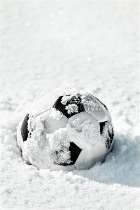 Soccer Ball In The Snow Football Closed Season Winter Break For The