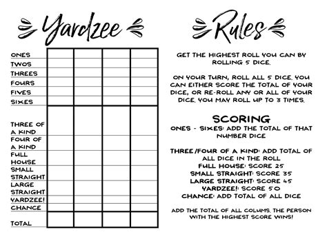 Maybe you would like to learn more about one of these? Free Printable Yard Yahtzee Rules | Printable Yahtzee ...