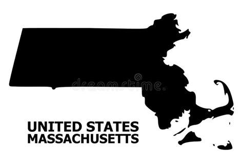 Vector Flat Map Of Massachusetts State With Caption Stock Vector