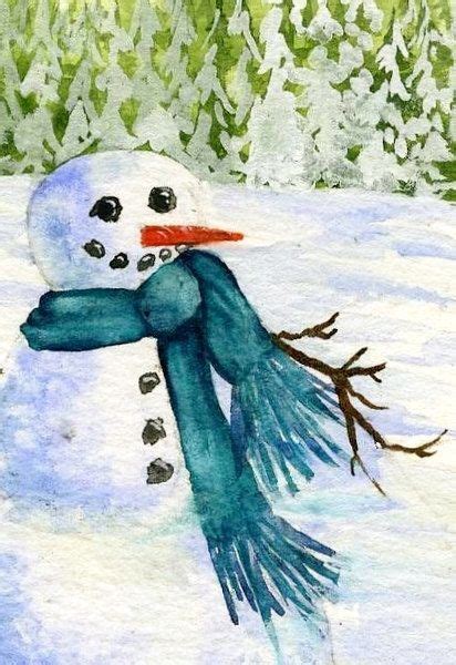 Items Similar To Watercolor Painting Print 8 X 10 Mr Snowman 2 On