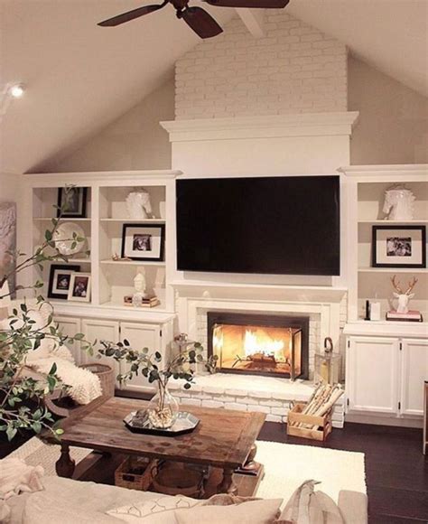 34 Gorgeous Farmhouse Fireplace Design Ideas Best For Living Room