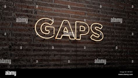 Gaps Realistic Neon Sign On Brick Wall Background 3d Rendered