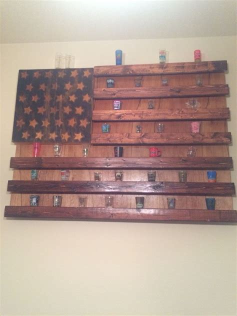 The fixtures themselves come in lots of styles; Rustic American Flag Shot Glass Display | Completed ...