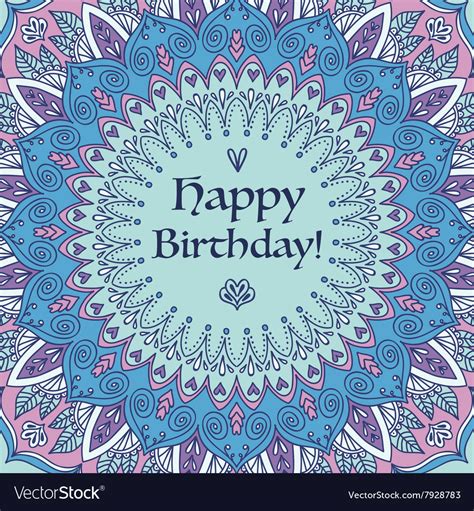 Mandala Happy Birthday Card Royalty Free Vector Image