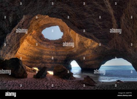 View Of The Amazing Sea Cave Located In Benagil Algarve Portugal