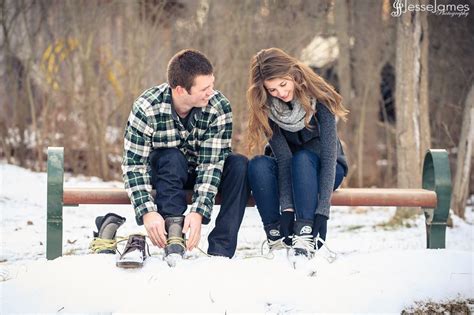Ice Skating Engagement Photos Snow Couple