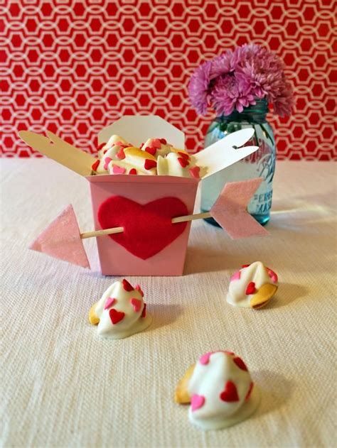 Valentines Day Kids Craft White Chocolate Dipped Fortune Cookies