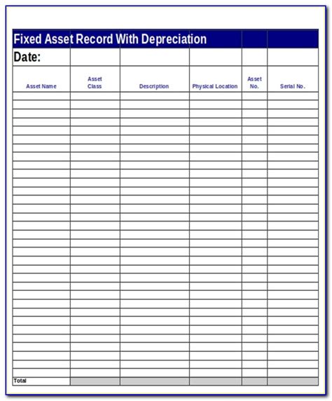 Fixed Asset Register Sample Pdf