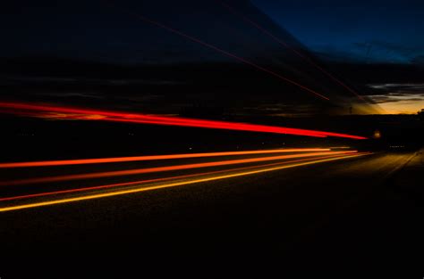 Long Exposure Lights Light Trail Taillight Red Yellow Blur Speed