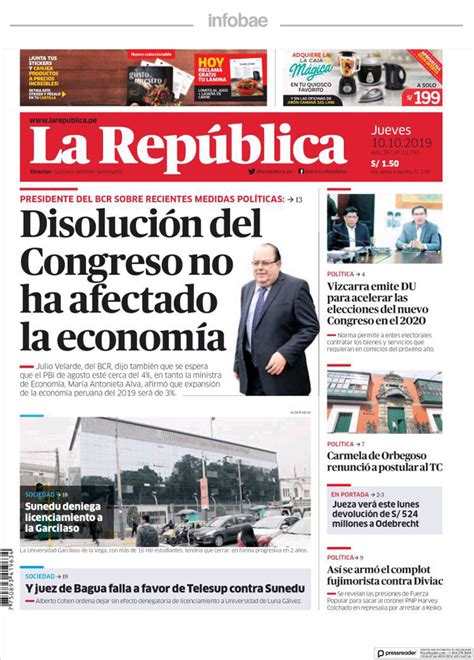 La Republica Peru 10 De Octubre De 2019 Infobae