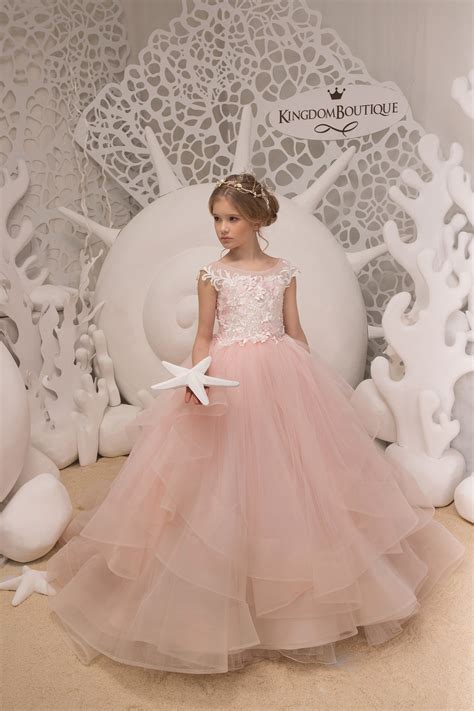 Ivory And Blush Pink Flower Girl Dress Birthday Wedding Etsy