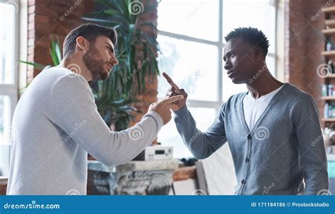 Colleagues Having Fight At Workplace Two Men Fighting At Job Stock