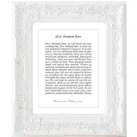 Our Deepest Fear Print Marianne Williamson Sign Typography