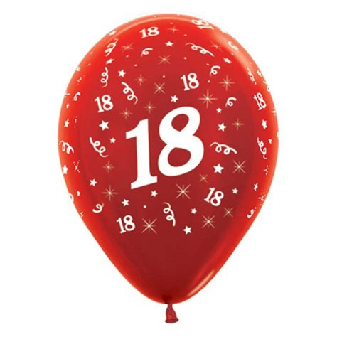 18th Birthday Metallic Red Teardrop Latex Balloons 30cm 25 Pk