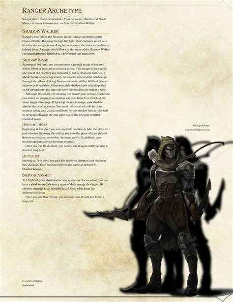 Ranger Archetype Shadow Walker Dungeons And Dragons Classes Dnd Dragons Archetypes