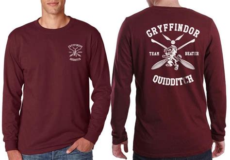Gryffindor Beater Quidditch Team White Front And Back Long Sleeve T