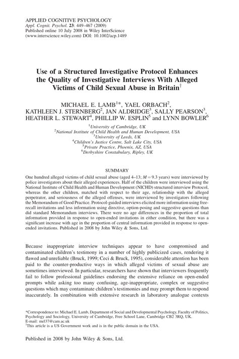 pdf use of a structured investigative protocol enhances the quality of investigative