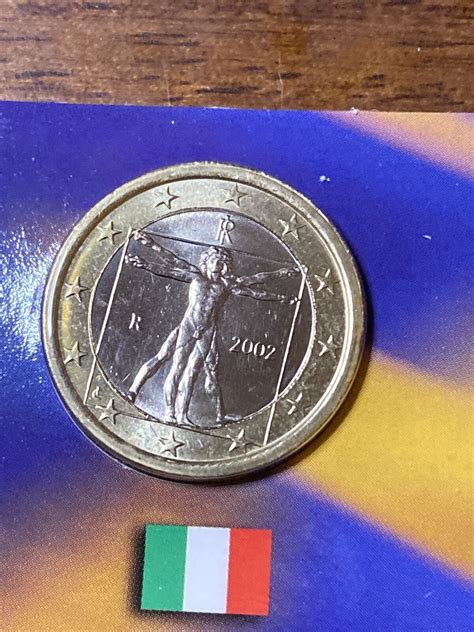 2002 1€ Italy 1 Euro Bimetallic Coin Leonardo Da Vinci Bu Km216