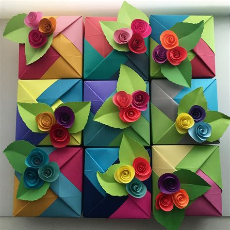 These Are Hand Folded Origami Boxes With A Paper Flower T Tag