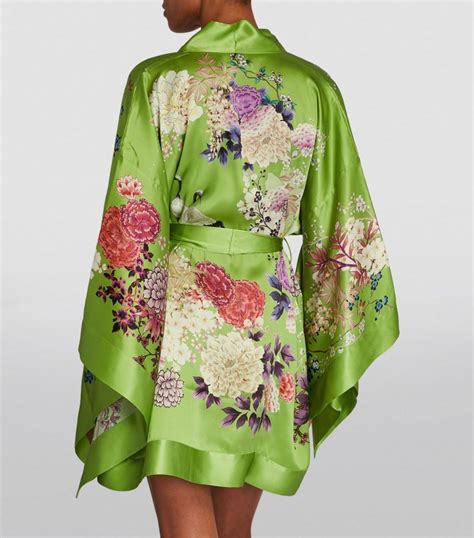 Meng Green Silk Floral Short Kimono Harrods Uk Short Kimono Kimono
