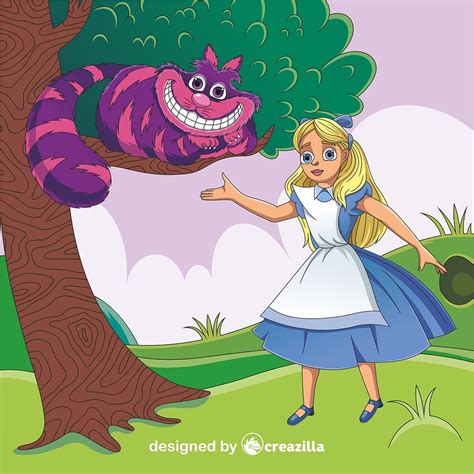 Alice In Wonderland And Cheshire Cat Vector Free Download Creazilla