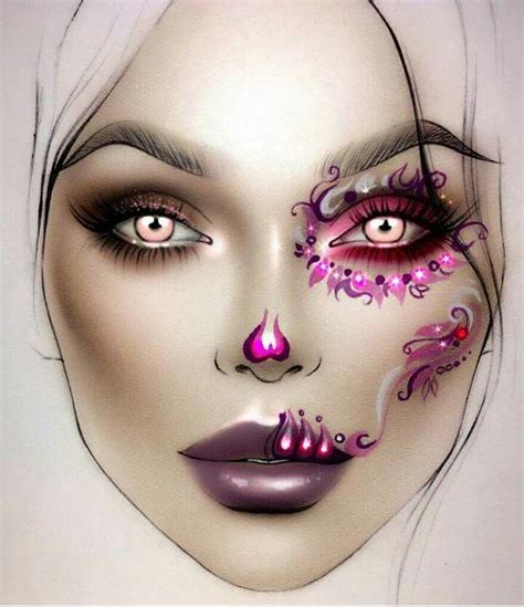 Makeup Face Charts Face Art Makeup Brow Makeup Halloween Makeup